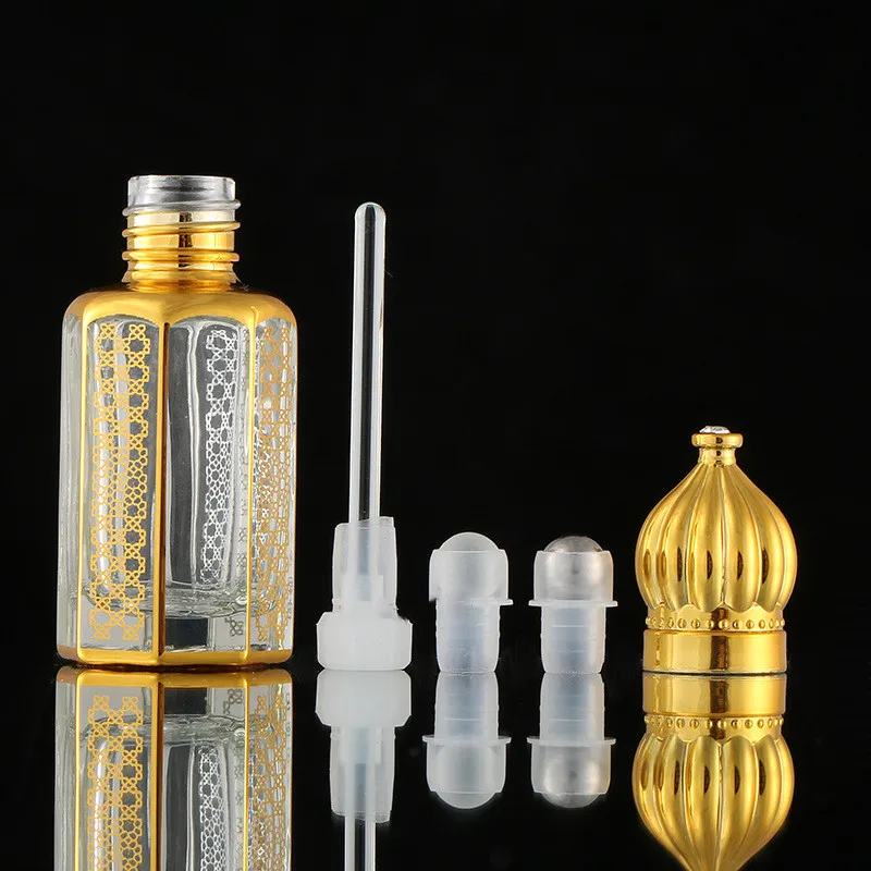 

3ml 6ml 12ml Perfume Bottles Crystal Bottle Gold Luxury Refillable Essential Oils Bottles Bronzing Liquid Bottle Containers