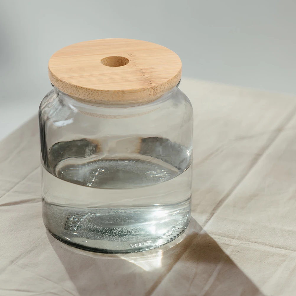 

2pcs Bamboo For Reusable Glass Jar Lid Smooth Storage Cover No Leakage Jar Sealer Bottle Lid Cover Kitchen Bar Supplies