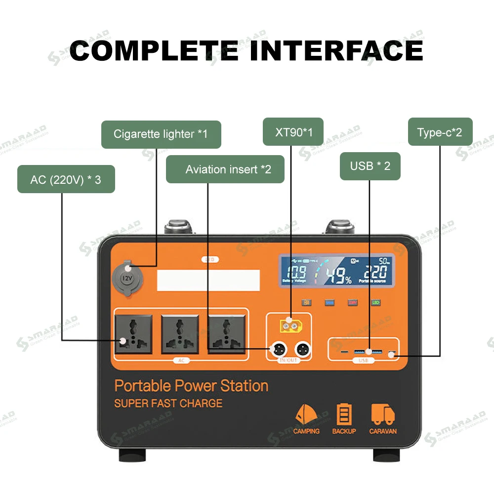 1800W 2520WH LifePo4 Power Station Solar Generator Camping Portable Energy Storage For Connecting Household Appliances Heating b