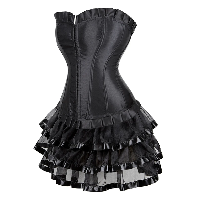 sexy corsets dress for women plus size costume overbust burlesque corset & skirt set tutu corselet victorian fashion gowns