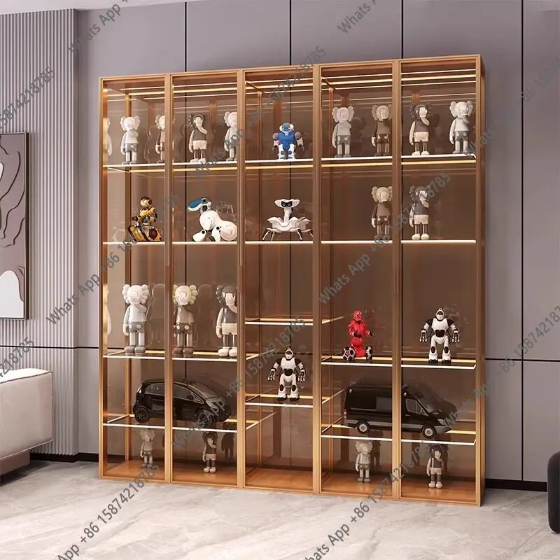

Light luxury glass door figure cabinet model display cabinet household toy storage custom storage aluminum alloy wine cabinet