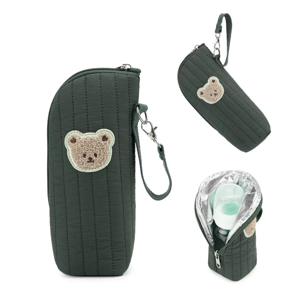 Portable Design Bear Thermal Bottle Bag With Handle Aluminum Foil Insulation Breastmilk Cooler Bag Cute Bear Aluminum Foil