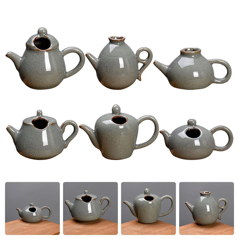 

6Pcs Kiln Style Mini Ceramic Vases Elegant Small Flower Arrangement Decor for Home Office Study Room Decoration Art Craft