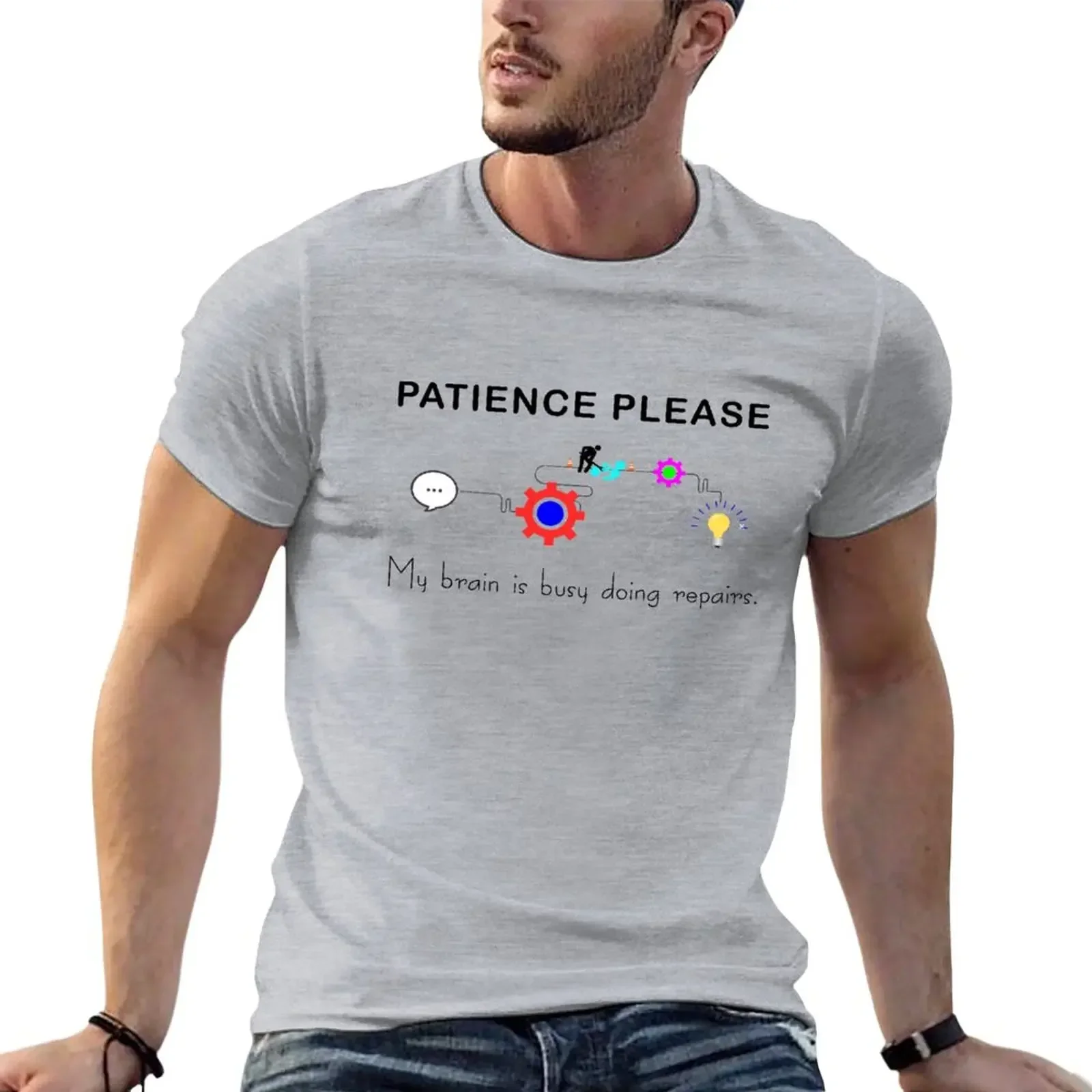 Patience Please - Brain Repairing T-Shirt street wear kawaii clothes boys animal print animal prinfor boys sweat shirts, men