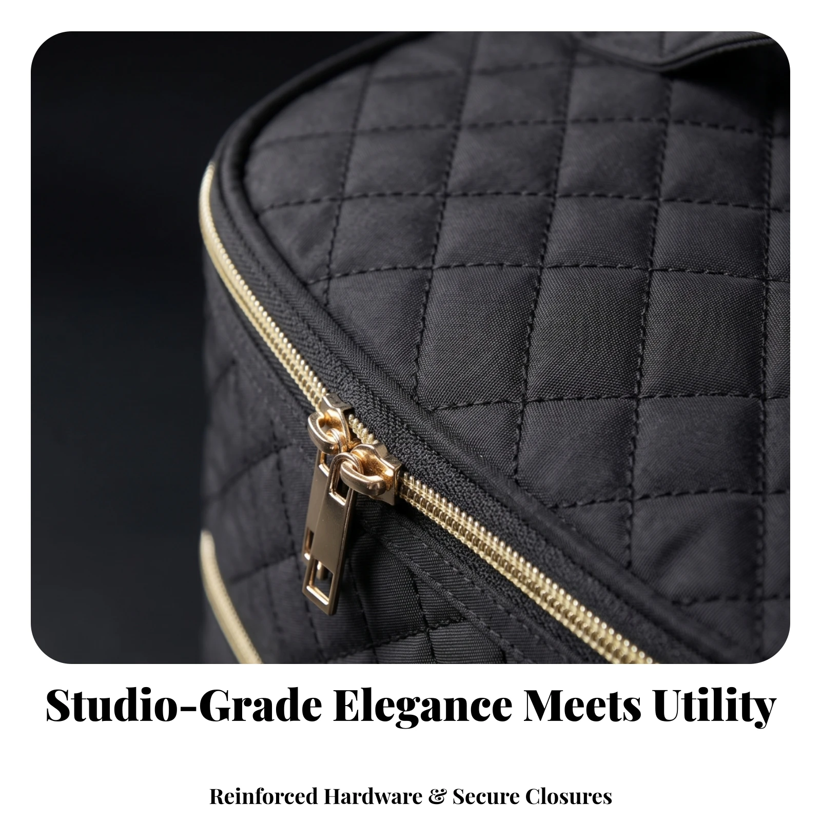 Multi-Compartment Cosmetic Bag Multifunctional Quilted Storage Bag with Shoulder Strap Makeup Case with Shoulder Strap