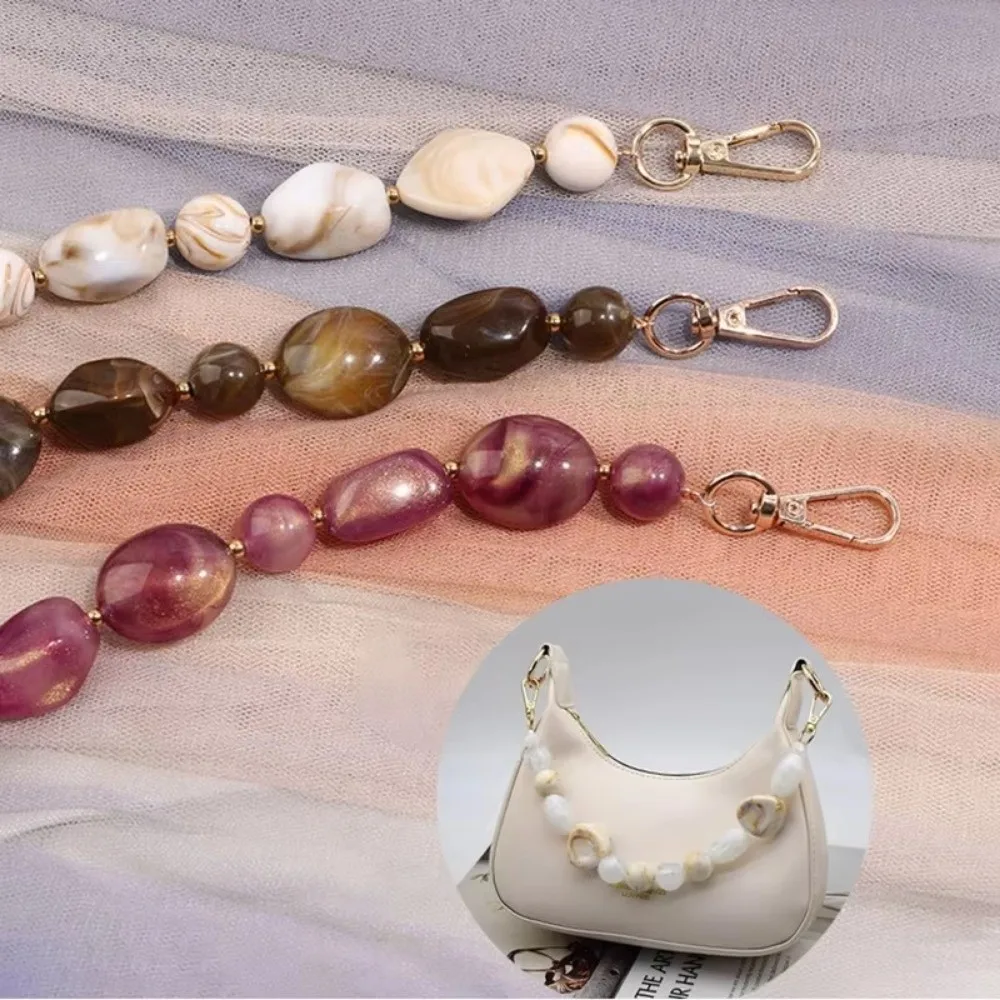 

Amber Color Beads Handbag Chain Replacement Flowing Light Gold Resin String Chain Acrylic Woman Bag Parts Bag Accessories