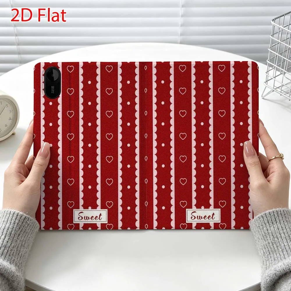 Red stripe pattern For Xiaomi Poco Redmi Pad 8 2 4 C1 6 6S 7 7S SE 9.7 14 11 11.2 Inch Pen Tray Tablet Case Fashion