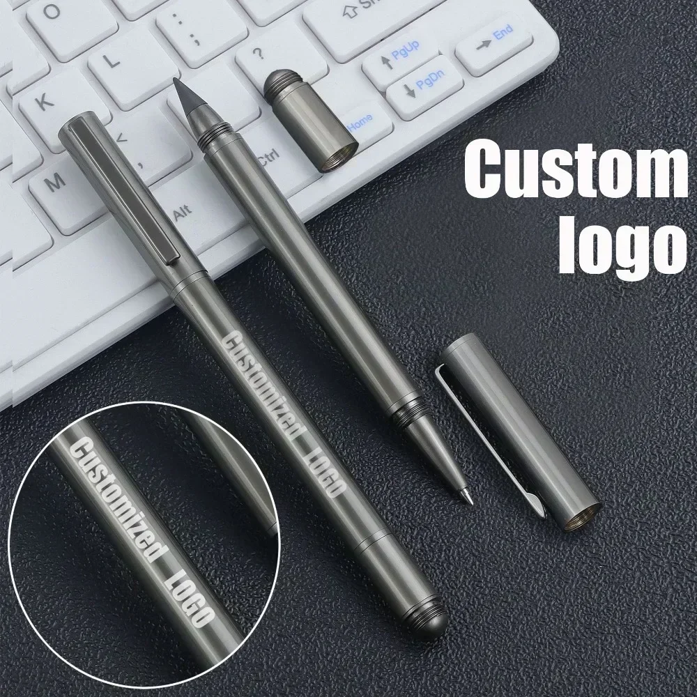 

Silver Gray Metal Ballpoint Pen+pencil Dual Function Signature Ballpoint Pen Business Writing Office Stationery Custom Logo Name