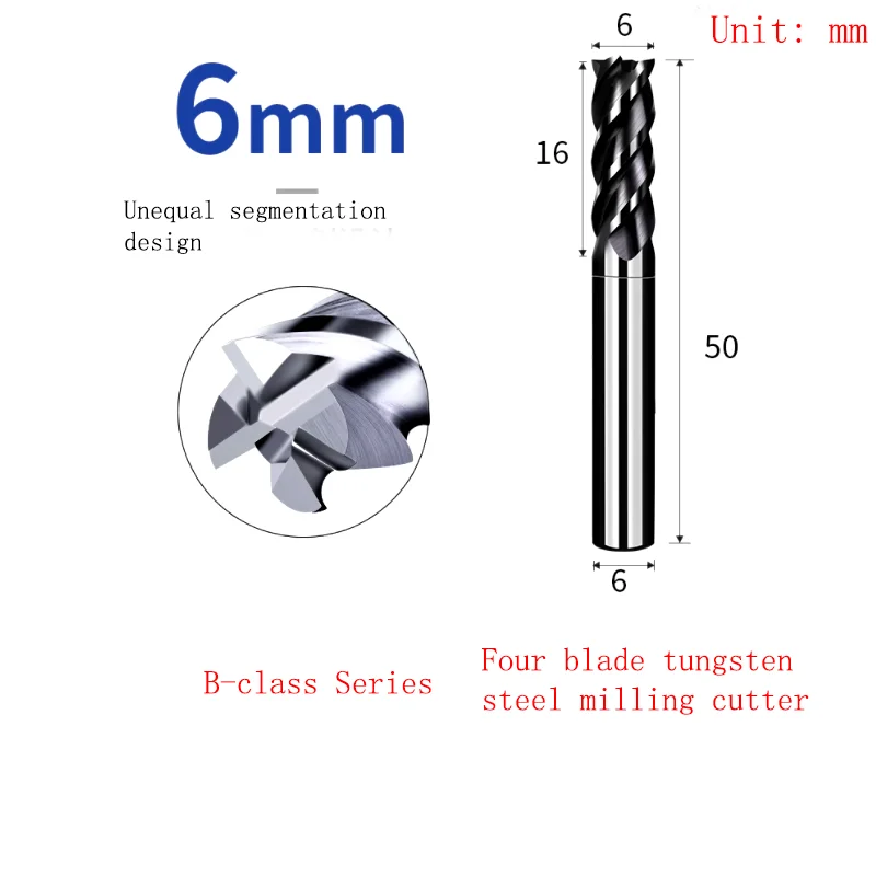 YRFL CNC HRC65 Carbide End Mill 1 2 4 5 6 8 10 12mm 4 Flutes Milling Cutter Alloy Coating Tungsten Steel Mills Cutting Tool