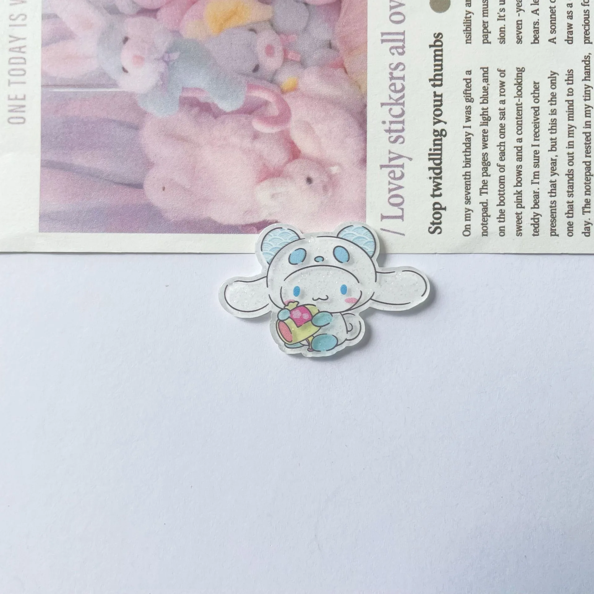 10 Pcs New Acrylic Kawaii Cute Cartoon characters bowknot Series Clip Book  Diy Jewelry Party Gift Hairpin Accessories A89