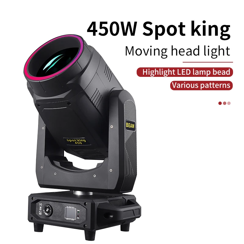 1-2pcs/450W LED patterned beam moving head light features a prism effect and DMX making it suitable for performances concerts