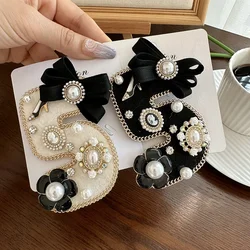 Korean Fashion Fabric Bow Brooches for Women Rhinestone Pearl Flower Corsage Elegant Lapel Pins Luxulry Jewelry Gifts
