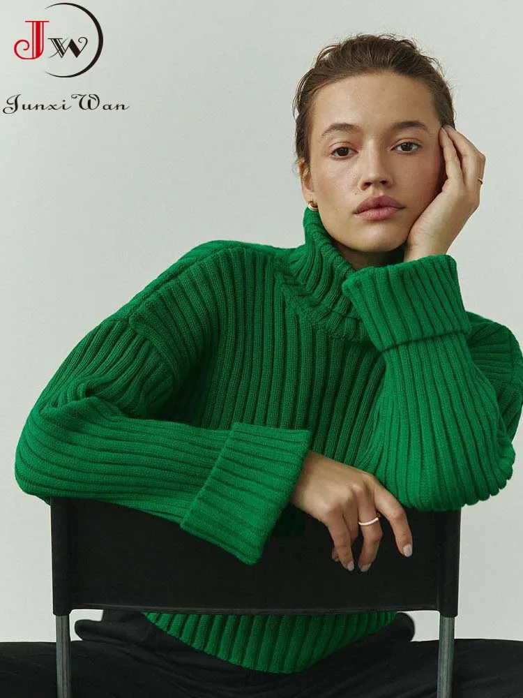 

2023 Knitted Women Short Turtleneck Sweater Elegant Winter Autumn Slim Casual Pullover Female Jumper Knitwears