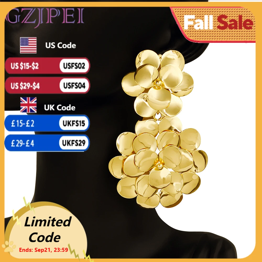 

Exaggerate Africal Big Flower Earrings For Women Hight Quality Gold Plated Piercing Earrings Dubai Nigeria Wedding Party Jewelry