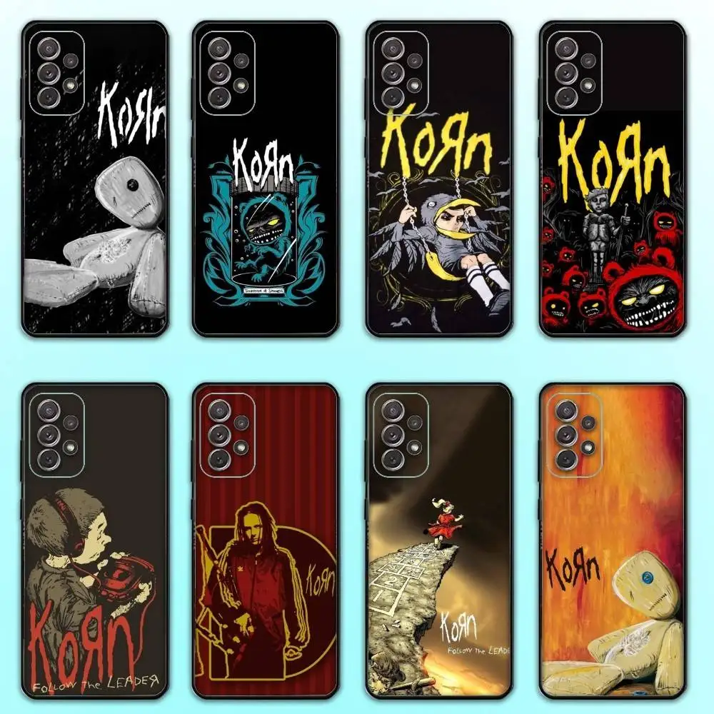 

K-KornS Rock Band Phone Case For Samsung S 25,24,23,22,30,21,10,9,Ultra,Plus,Lite,FE,4,5 G Soft Black Case