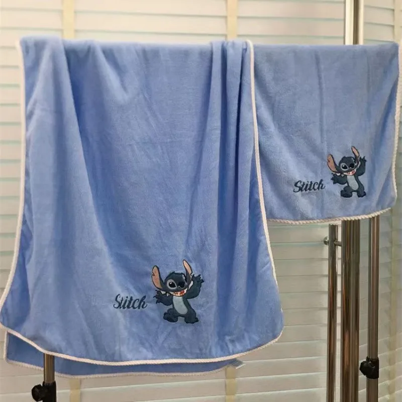 Disney Angel Stitch Cute and Creative Cartoon Embroidered Soft Skin Friendly Thickened Water-Absorbent Coral Velvet Towel Set