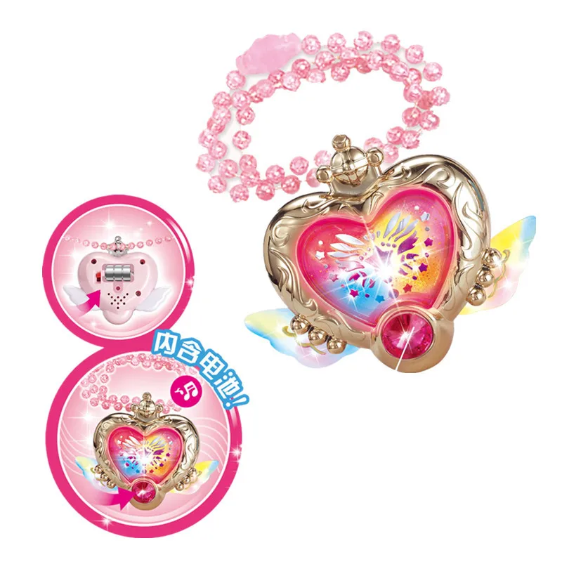 Fairy Magic Necklace Flashing Dream Colorful Cartoon Magic Wand Necklace With Music Lights Girl Cosplay Princess Glowing Toys