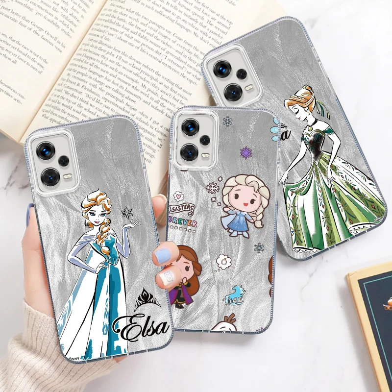 

Frozen Disney Fashion Cartoon For Xiaomi Redmi Note 13 12 11 11S 10 10S 9 9S 8 Pro Plus Max 5G Feather Yarn Back Phone Case