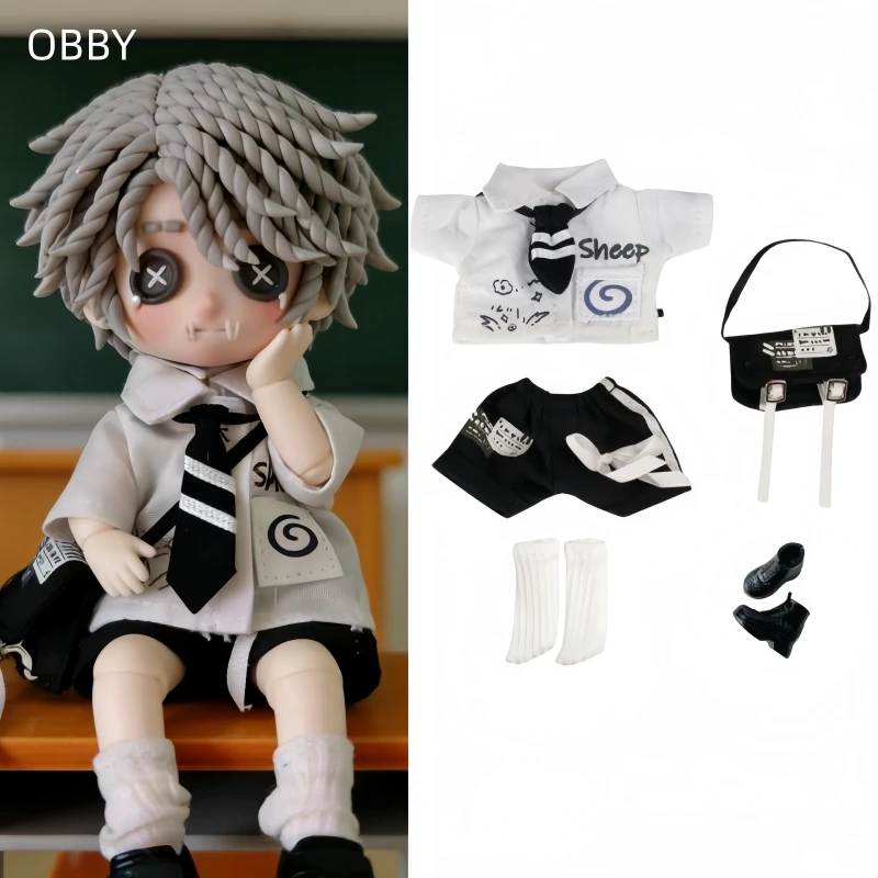

For Obitsu 11 Doll Unisex School Uniform Set For OB11 Gsc 1/12 Bjd Molly P9 P10 Body BJD Doll Cloth NAGI Doll Outfit Clothes
