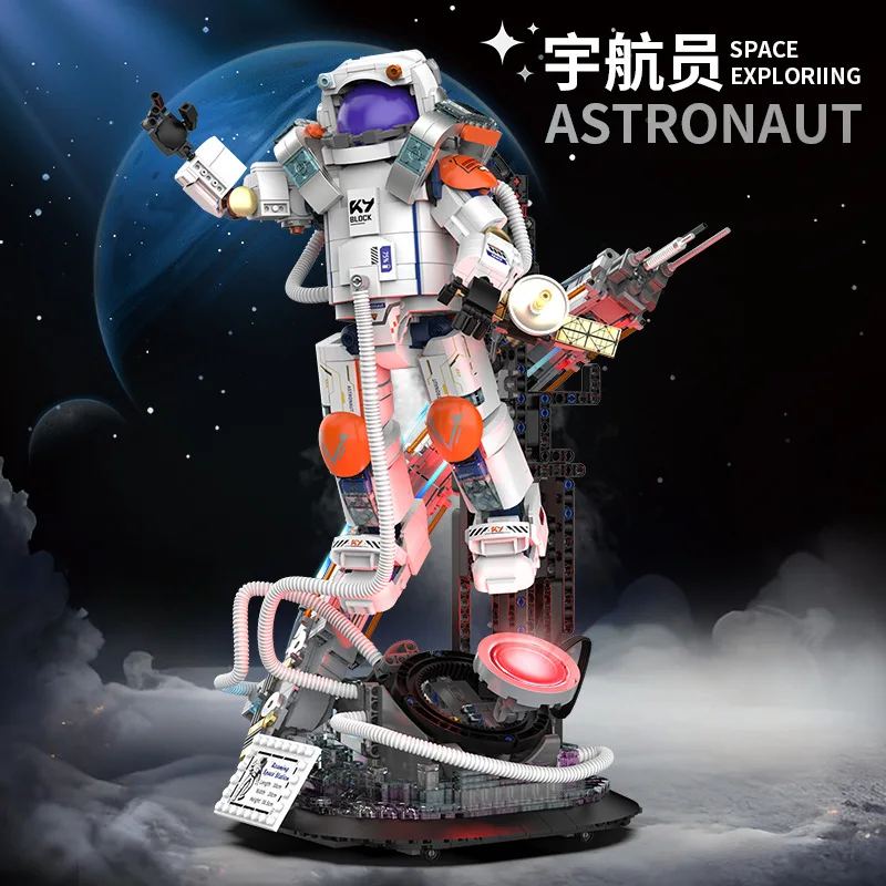Vliegende astronaut modelbouwstenen met lichtstrip spray accessoires kit montage ornament speelgoed jongen verjaardagscadeau K96232
