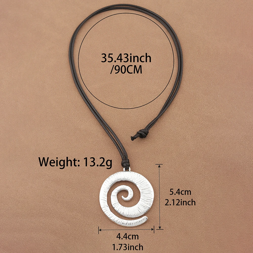 1 x Tibetan Silver Color Large Horn Spiral Vortex Pattern Pendant On 35 Inch Necklace Jewelry For All Seasons Wear