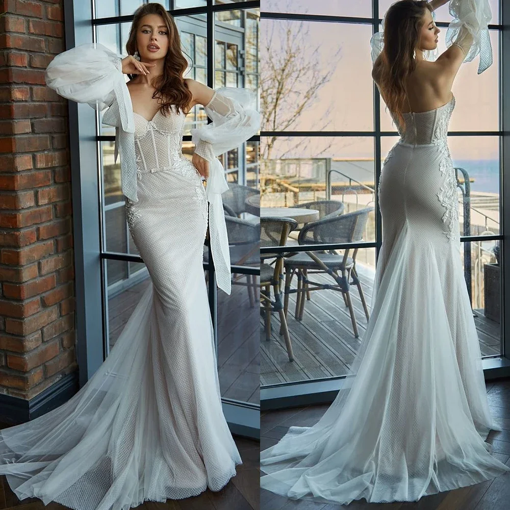 

Lantern Sleeve Bridal Wedding Dress Court Trailing Celebrity Banquet Prom Gown Boat Neck Sexy Backless Vestidos De Festa