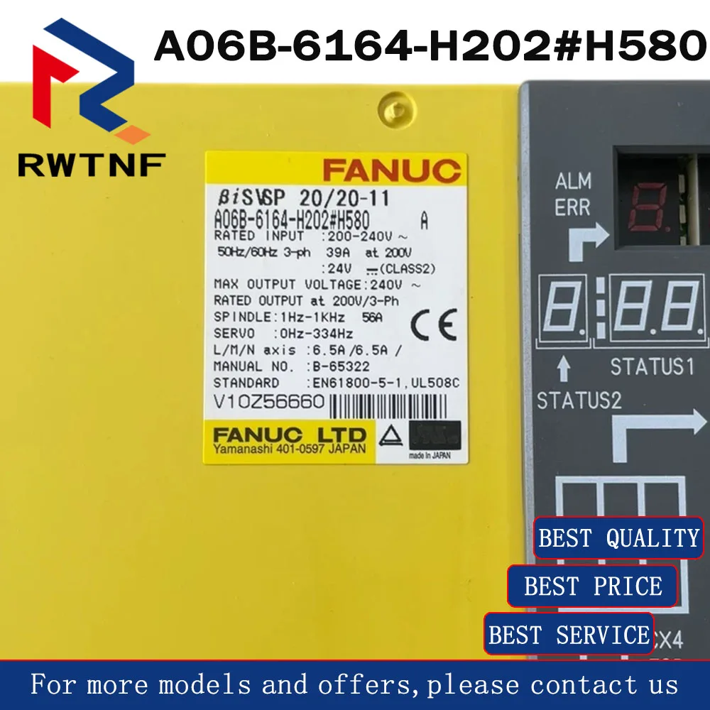 Brand New Genuine A06B-6164-H202#H580 FANUC Spindle 3 1 axis driver,100% original warehouse stock