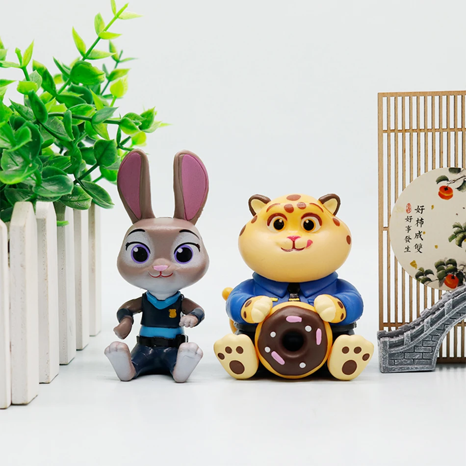 6 fou Zootopia2 scène officier de Police fait à la main Judy & Fox Nick boîte aveugle à la mode jouer poupée voiture décoration de gâteau d'anniversaire pour enfants
