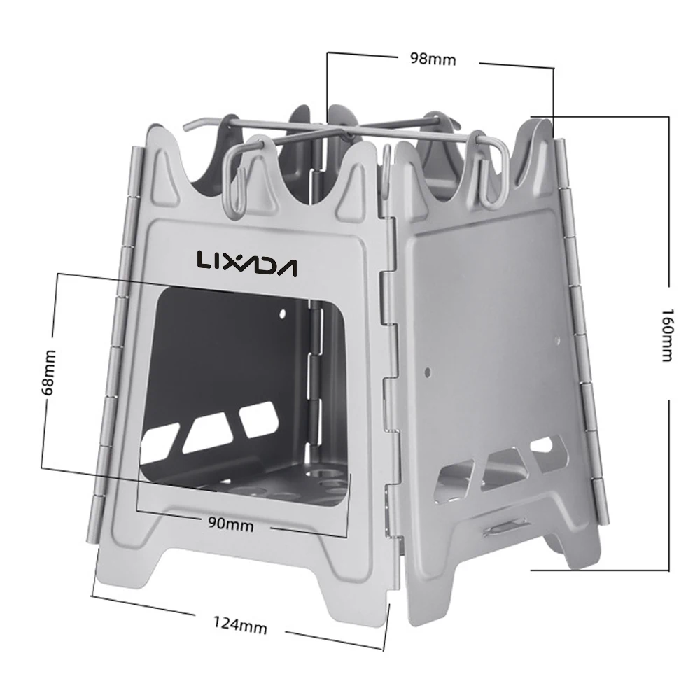 موقد نار من الفولاذ المقاوم للصدأ قابل للطي ، حفر نار صغيرة في الهواء الطلق ، موقد حرق الأخشاب المفصلي للتخييم والمشي لمسافات طويلة
