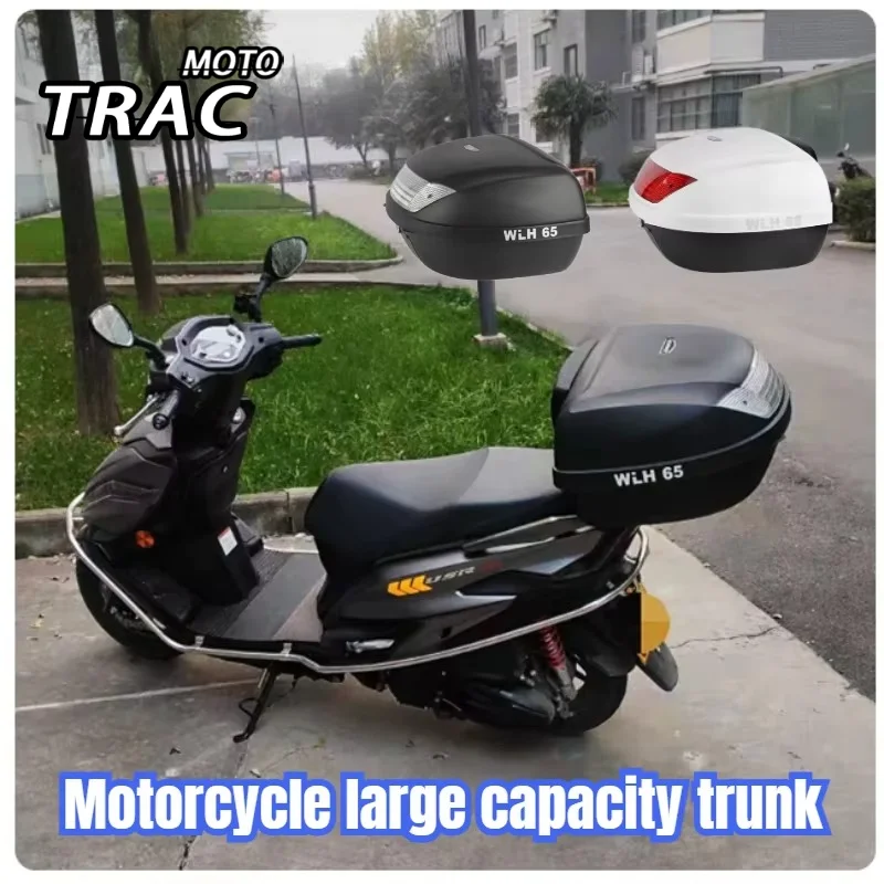 WLH  Motorcycle Trunk 52L Large Capacity Waterproof Extra Large Storage Box with Complimentary Lining Helmets Can Be Placed