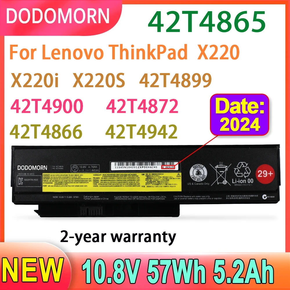 

DODOMORN 42T4865 Laptop Battery For Lenovo ThinkPad X220 X220i X220S Notebook Replace parts 42T4899 42T4942 42T4872 42T4866 29+