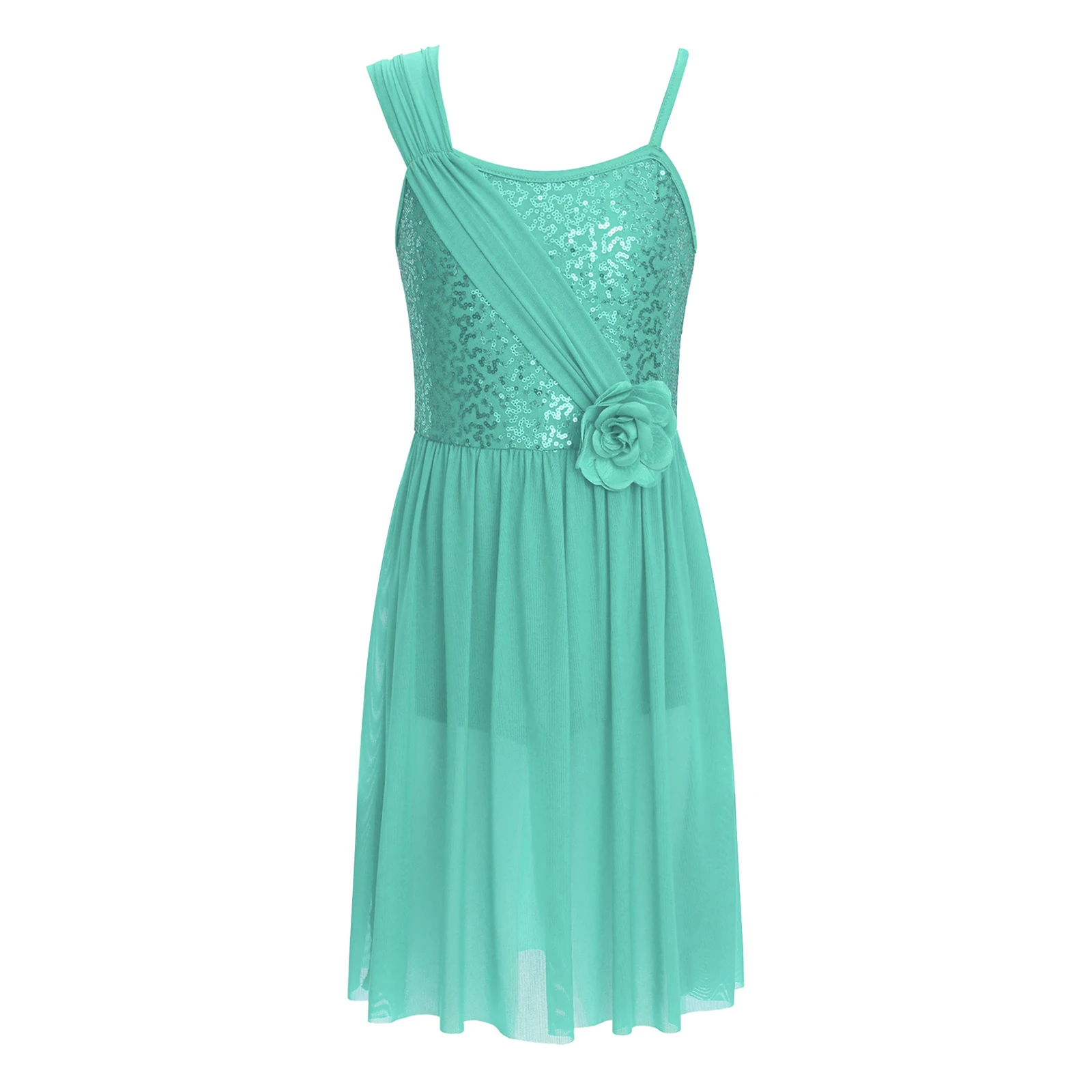 فستان باليه توتو مطرز للفتيات ، ملابس رقص للأطفال ، أشرطة كتف غير منتظمة ، فستان رقص غنائي بالزهور ، أزياء عصرية