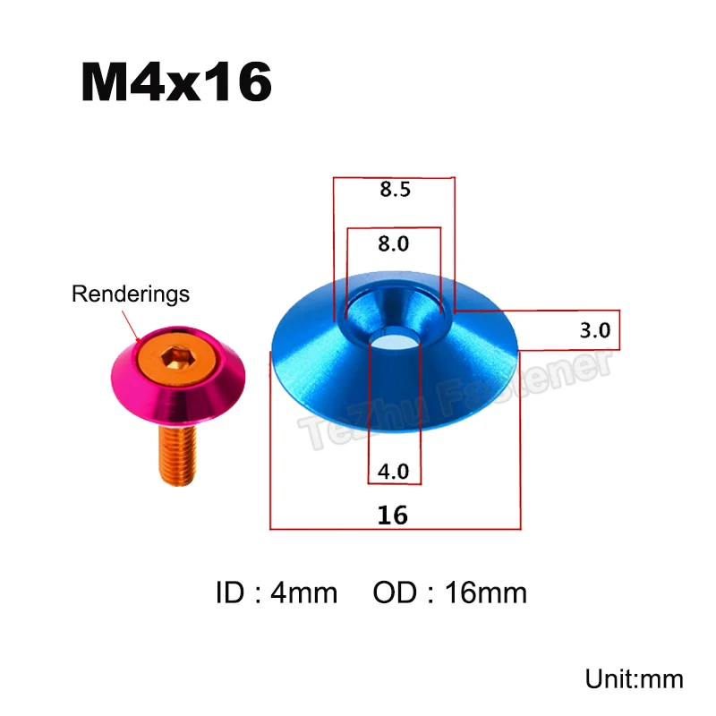 5/10 sztuk M4 aluminium profil, metalowy, danie płaski łeb stożkowy śruba z łbem śruby anodowane podkładki uszczelki pokrywy dla obudowa PC płyta