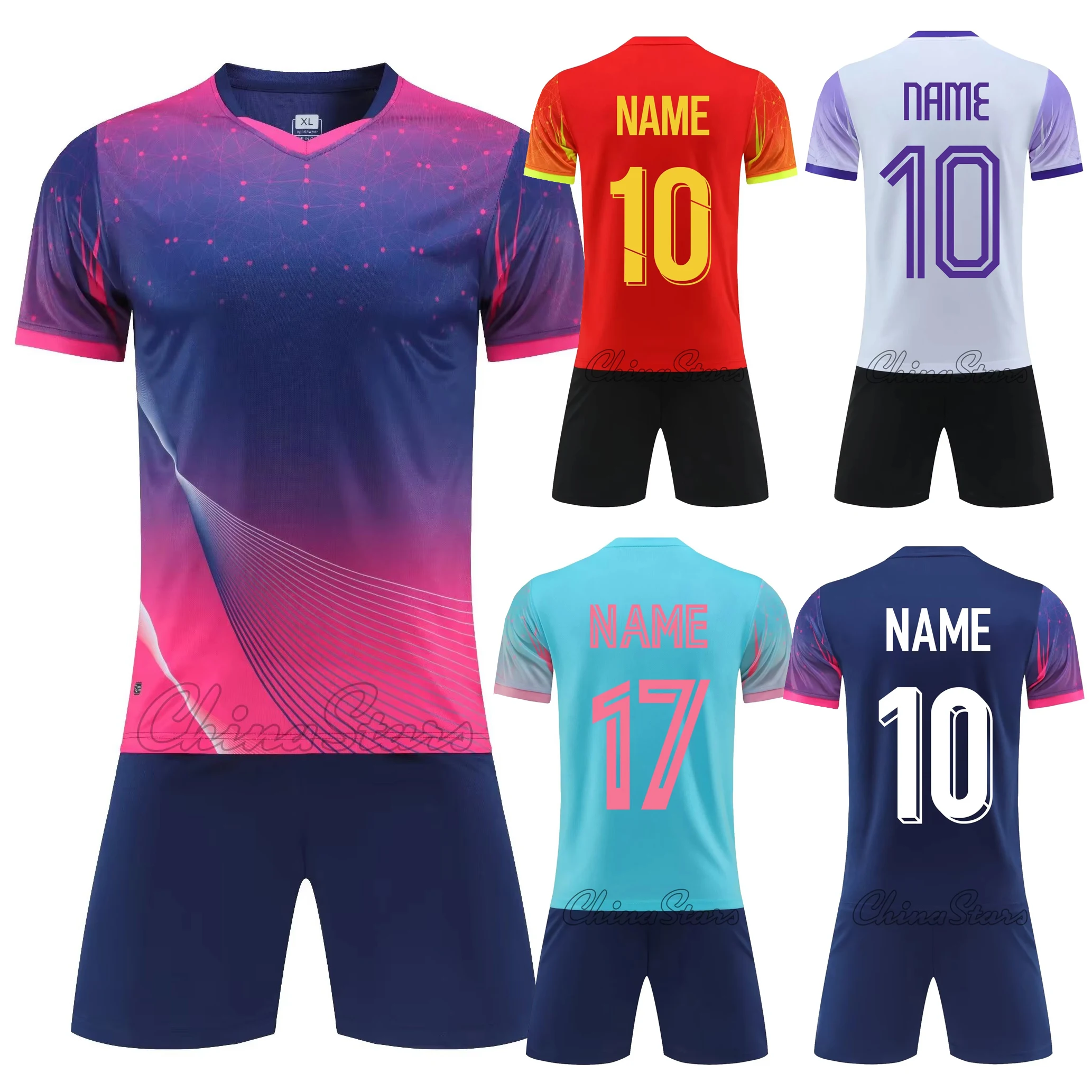 Men Women Retro Soccer Jersey Thailand Quality Polyester Football Jersey Boys Futsal Soccer Uniforms Tracksuits Training Shirts