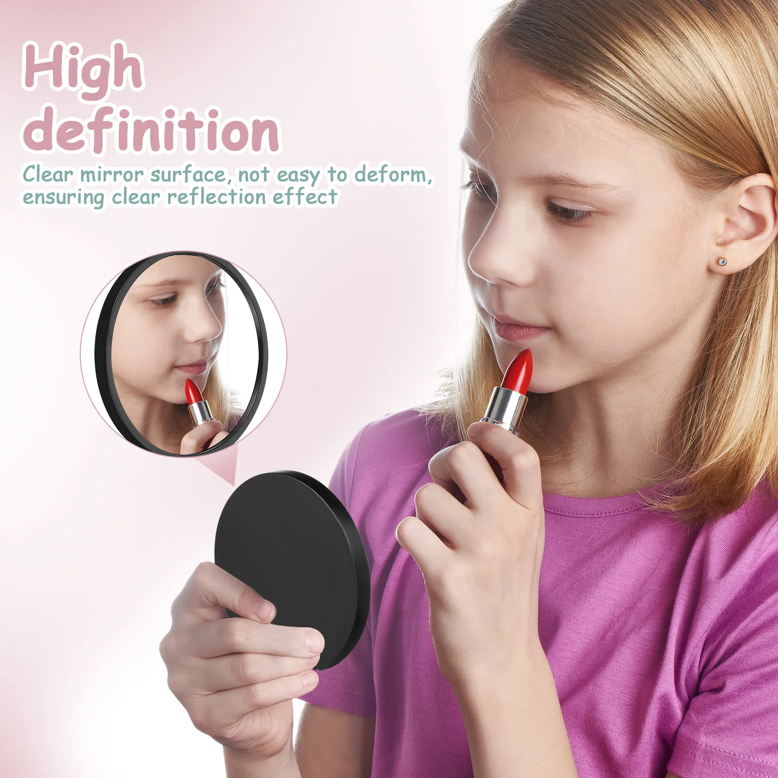 4Pcs Mini Round Glass Mirror Set Portable Reflection Compact Mirror for Women Travel Purse Pocket Vanity
