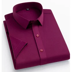 Men's Short Sleeve Shirts Summer Solid Color Polyester Turn Down Color Standard Fit Fashion Elegant Business Smart Dress Shirts