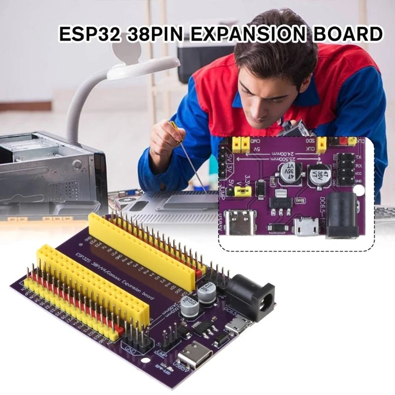 F3KE ESP32S 38pin Bottom Board Powerful Extension Board Can Be Equipped with WROOM-32D/32U WROVER- Module