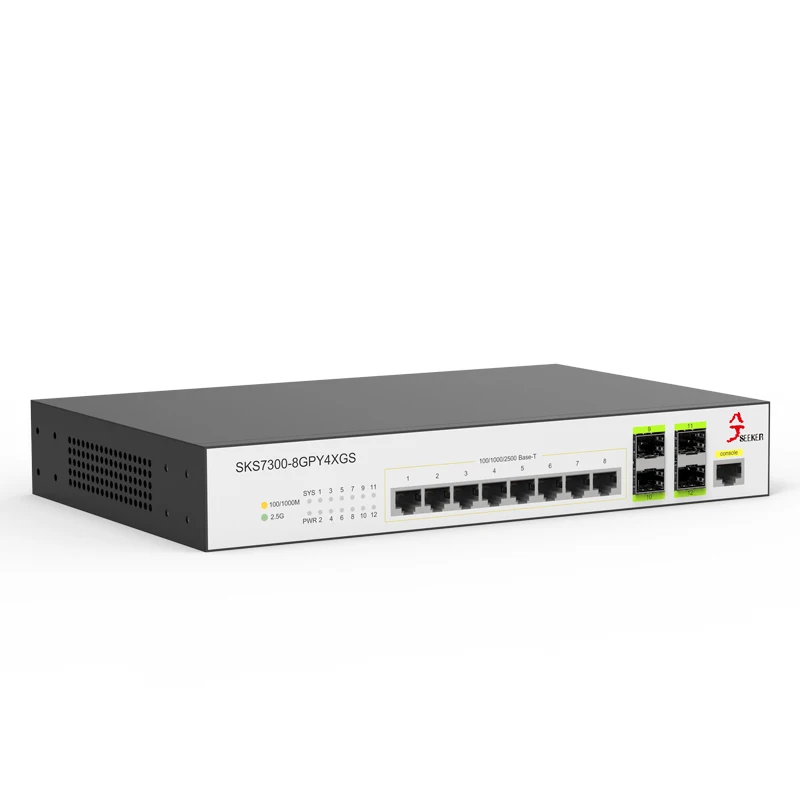 XikeStor 8-Port 2.5G RJ45 Managed Network 4-Port 10G SFP+ Slots Ethernet 2.5g Internet