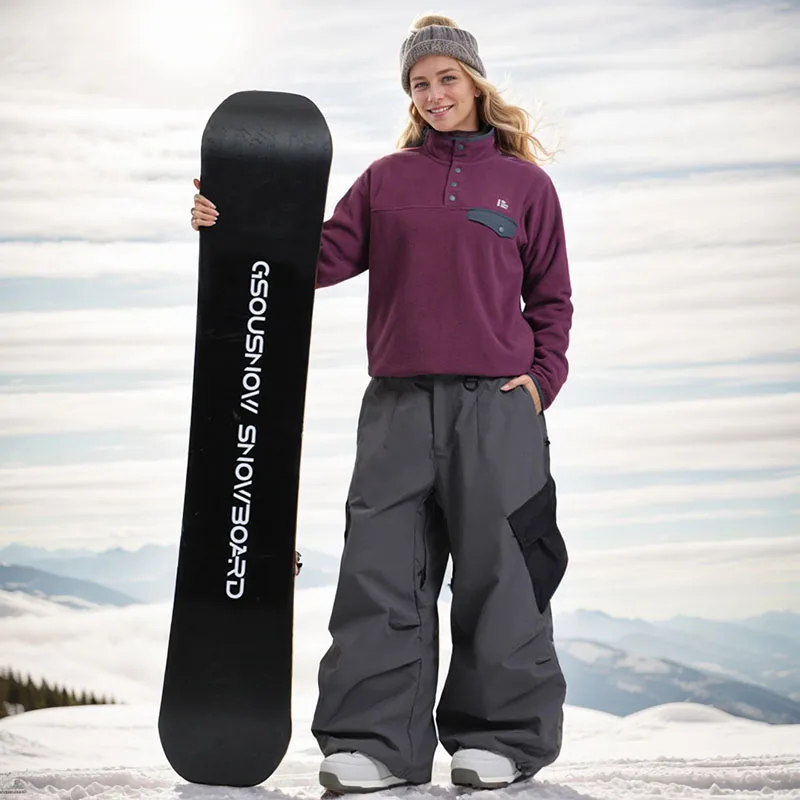 

2025 New Skating Women's Snow Pants Sport Loose Single Board Wear Resistant Professional Snow Clothing Men's Waterproof Pants