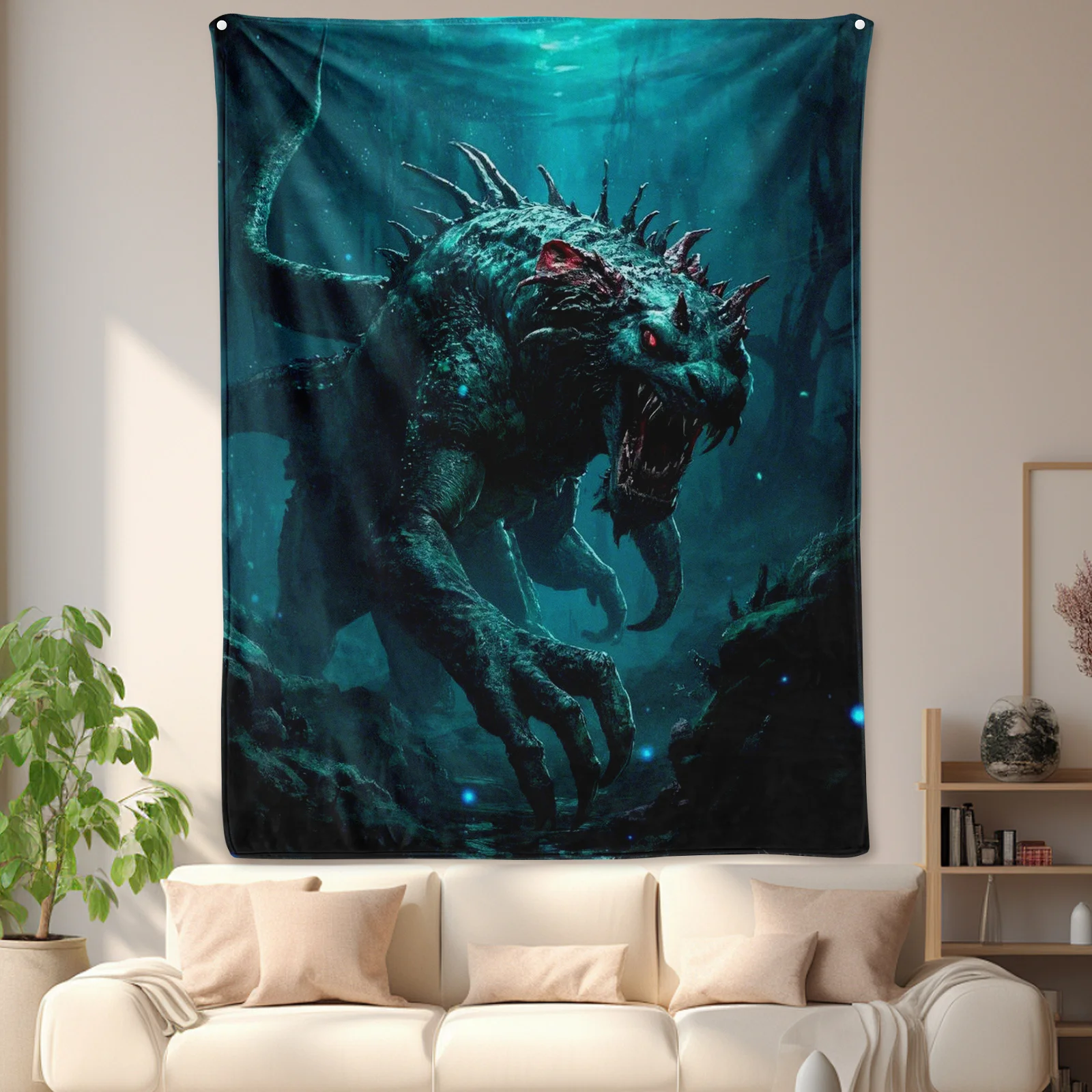 Mysterious Deep Sea Creature Themed Blanket With Dark Fantasy Design For Unique And Enigmatic Decor