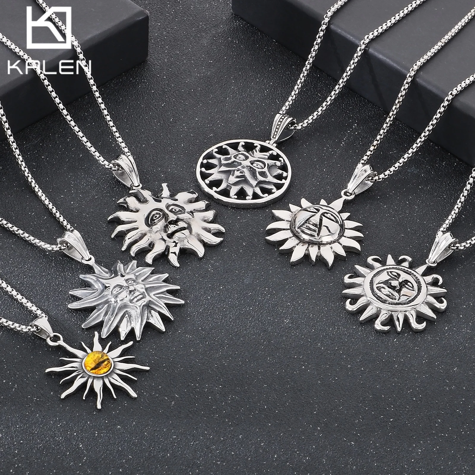 Wicked Sense Sun Flower Pendant With 60cm Necklace - Stainless Steel 316L - KP32835-D