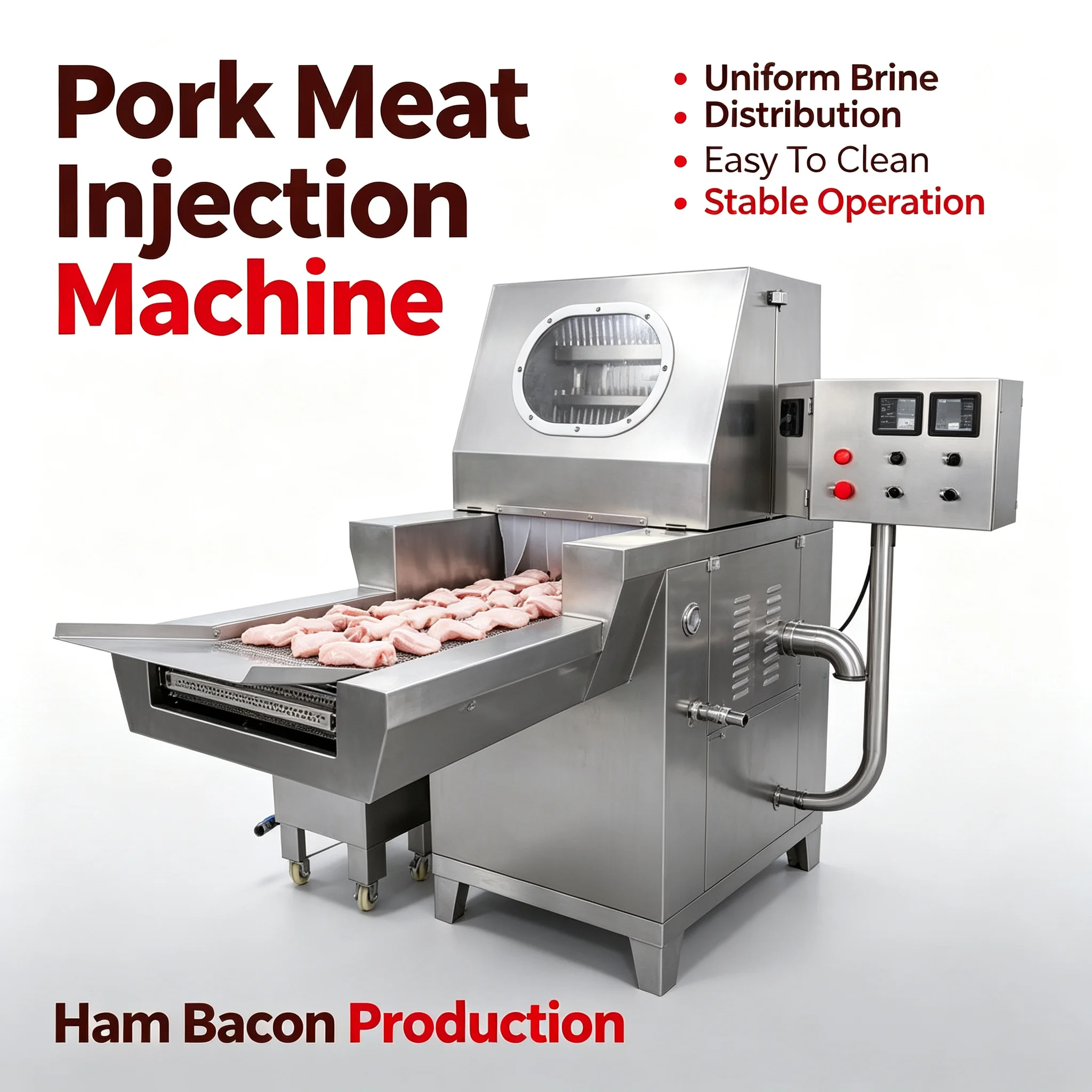 Meat Brine Injection Machine, Custom‑Built Multi‑Needle Injecting Equipment for Seafood Meat Workshop Customized
