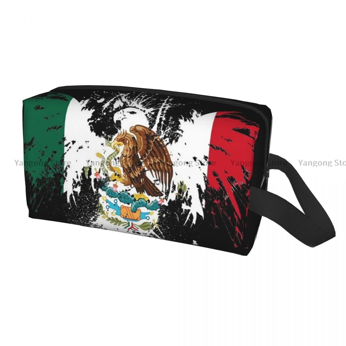 Travel Cosmetic Bag Zipper Wash Toiletry Bag Mexico Flag Eagle Makeup Organizer Portable Storage Pouch