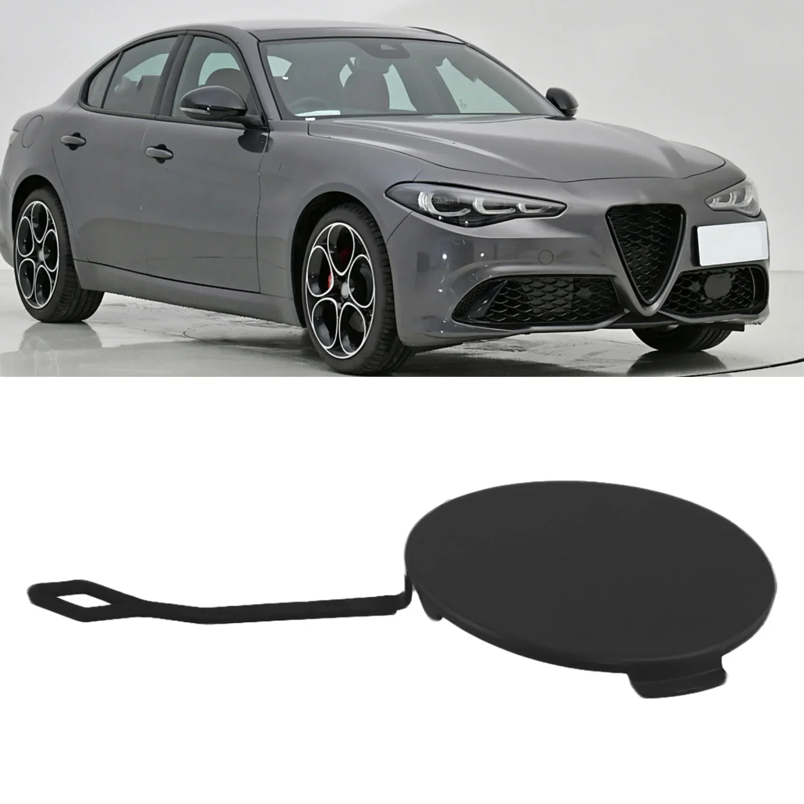 フロントバンパー牽引フックキャップ,ロメオジュリア2015-2017 156107967用トレーラーカバー,牽引フックカバー