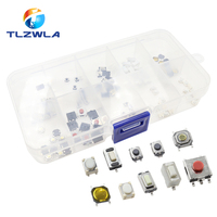 100PCS 10 Models Tact Switch Tactile Push Button Switch Kit: 3*4*2mm 3x6x4.3mm 2Pin 3x6x2.5mm 4*4*1.5mm SMD 4 Feet