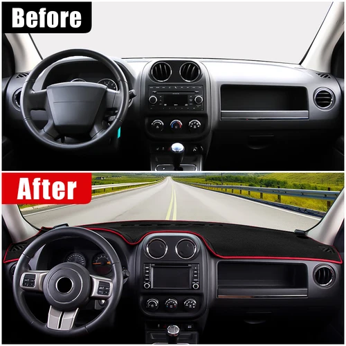 Imagen 2 del producto Accesorios para Jeep Compass 2010 2011 2012 2013 2014 2015 2016 cubierta Anti-UV para salpicadero de coche evitar la luz parasol alfombras