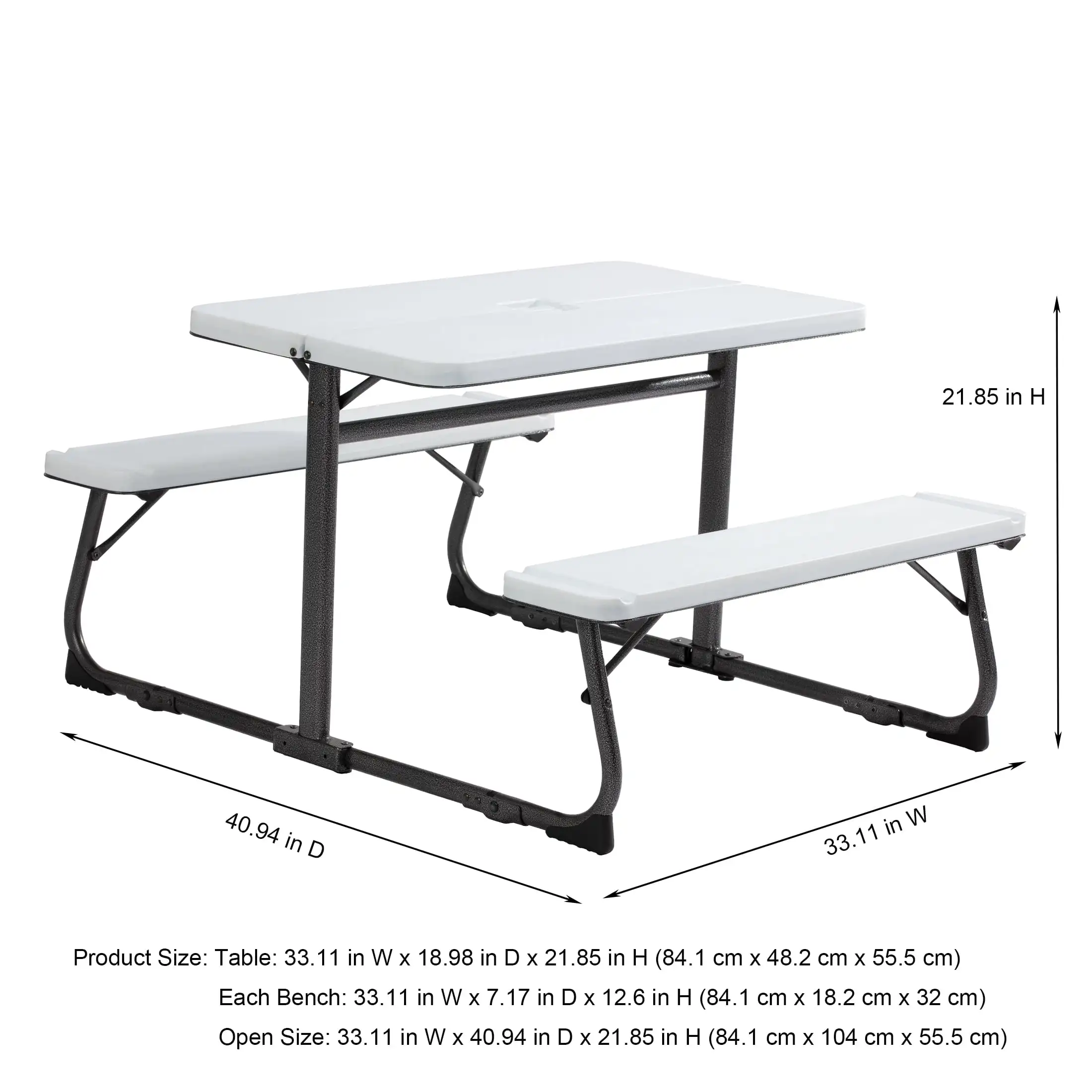 Your Zone Folding Kid's Picnic Activity Table for Ages 3-8, White