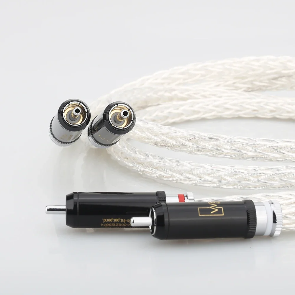 New high quality Hi-End 8AG Silver Plated OCC 16 Strands Audio Cable With WBT RCA Plug Cable HIFI 2RCA TO 2RCA Cable