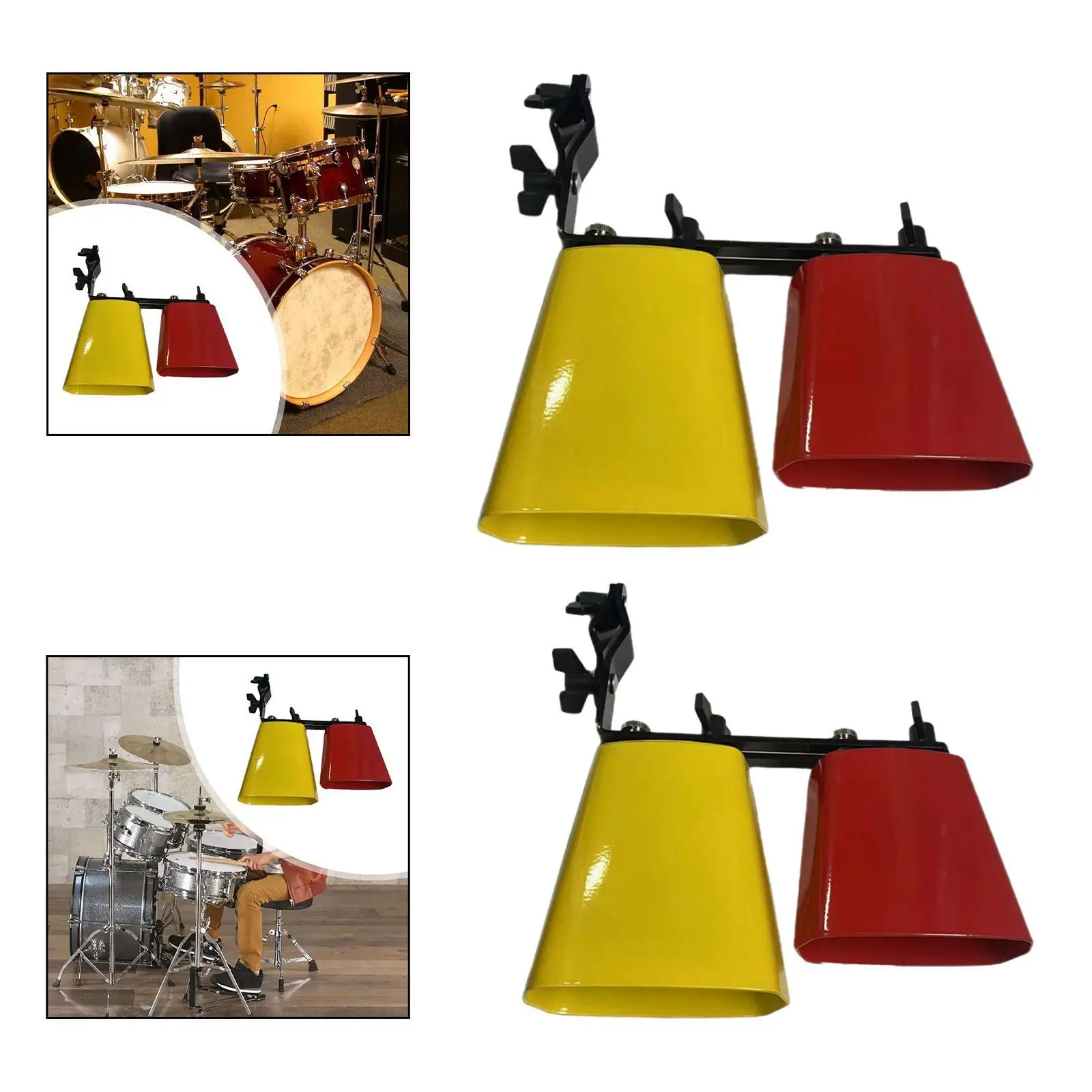 

Bicolor Cowbell Double Mounted Bell for Family Gatherings School Teaching
