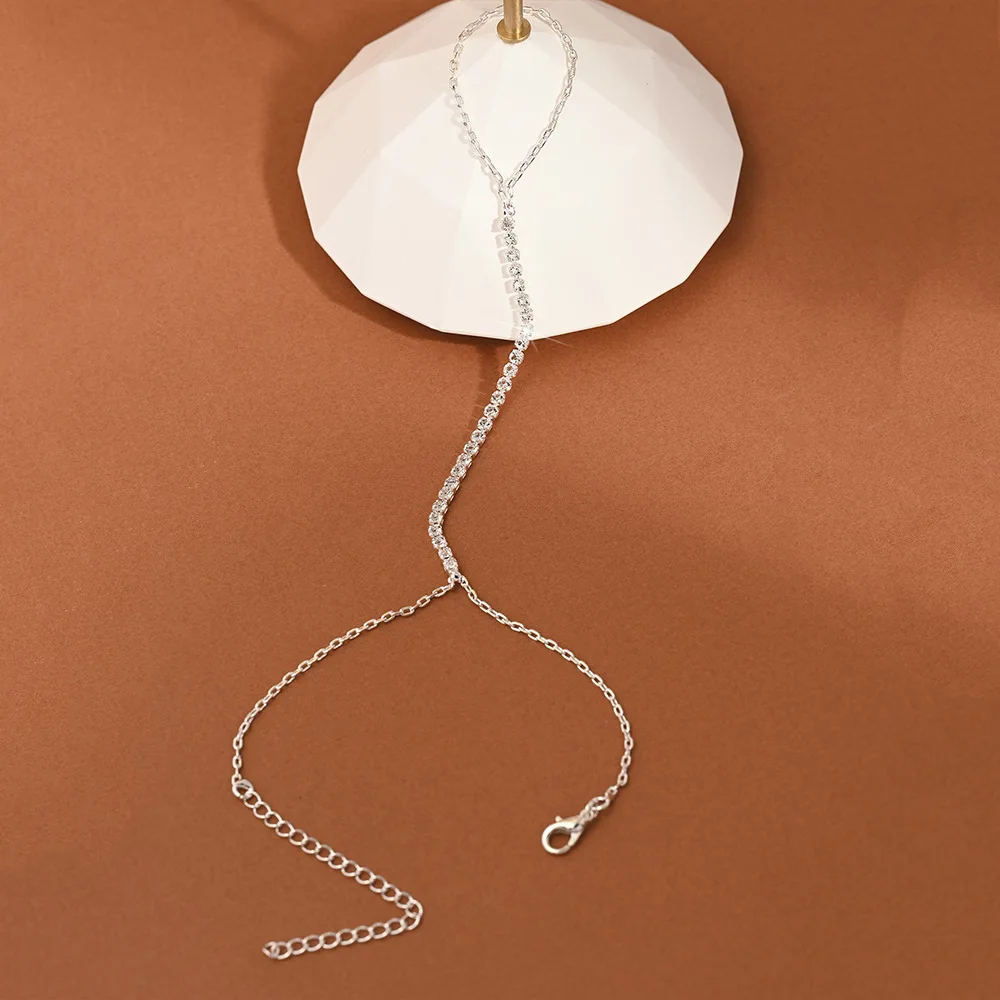 سلسلة يد ذهبية كريستالية من صف واحد للنساء إكسسوارات زفاف العروس سلاسل طويلة سوار الإصبع